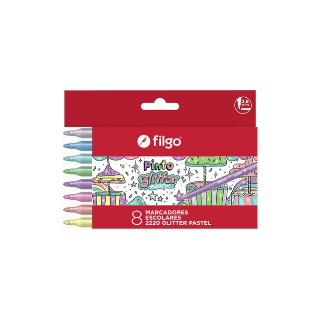 MARCADOR FILGO GLITTER PASTEL x 8u