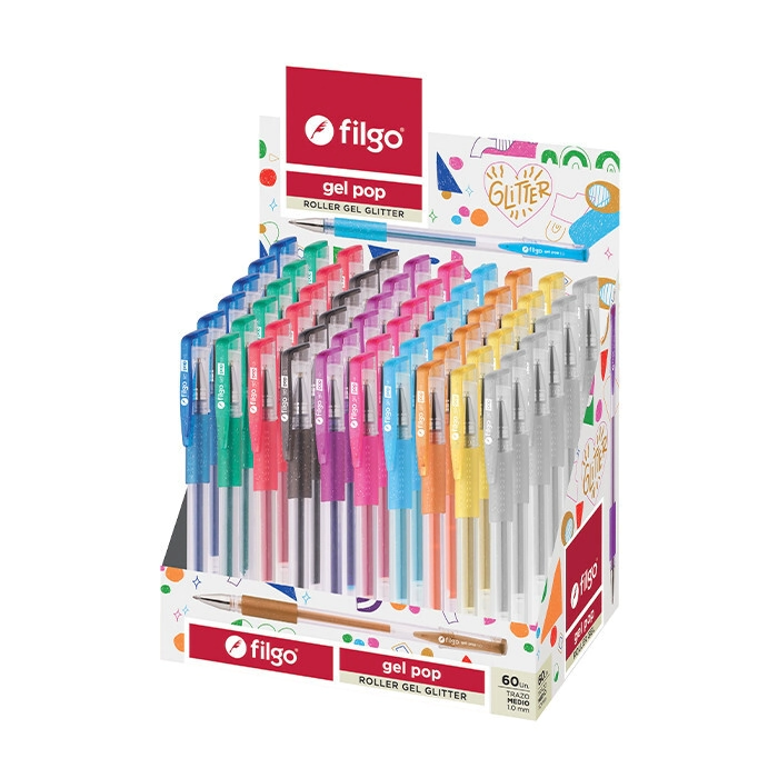 BOLIGRAFO FILGO GEL POP GLITTER x 60u SURT