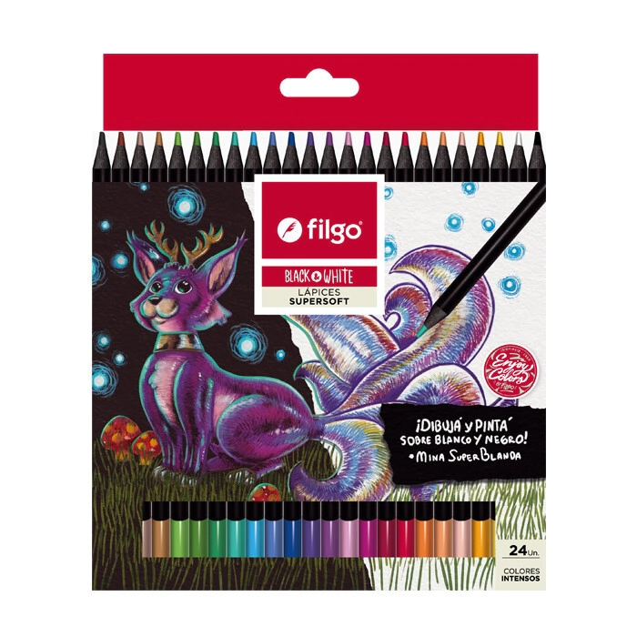LAPICES COLOR FILGO BLACK&WHITE x 24u SURT.