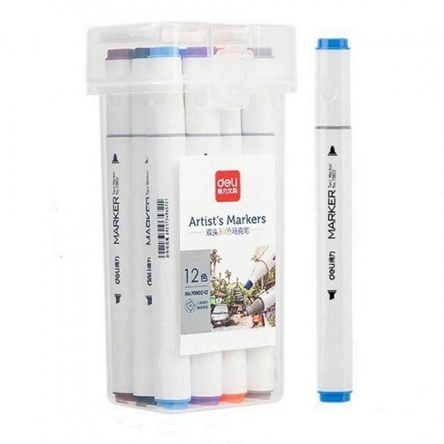MARCADOR DELI TRIANGULAR DOBLE PUNTA X 12