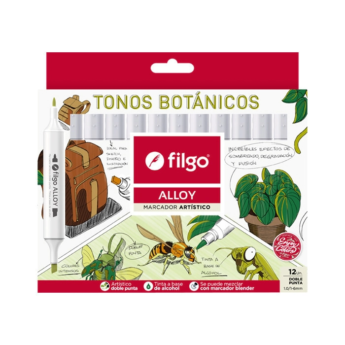 MARCADOR FILGO ALLOY ARTISTICO D/P BOTANICOS x 12u