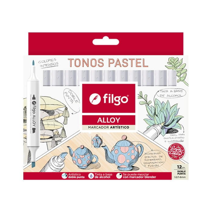 MARCADOR FILGO ALLOY ARTISTICO D/P PASTEL x 12u