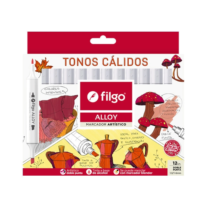 MARCADOR FILGO ALLOY ARTISTICO D/P CALIDOS x 12u