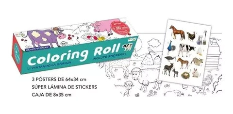 LIBRO ROZZINI MINI COLORING ROLL PINTANDO LA GRANJA