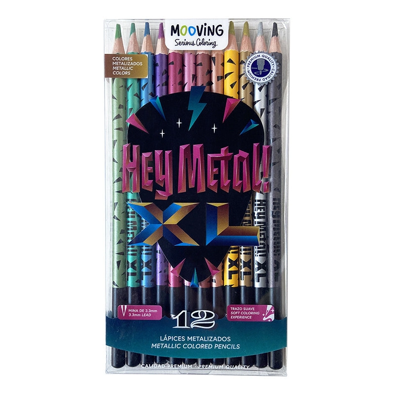 LAPICES COLOR MOOVING METALIZADOS x 12u