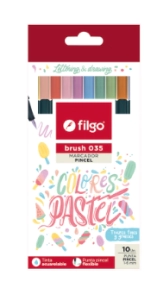 MARCADOR FILGO BRUSH 035 PASTEL PINCEL x 10u PUNTA 1-6mm