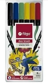 MARCADOR FILGO DUO BRUSH DOBLE PUNTA x 6u