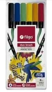 MARCADOR FILGO DUO BRUSH DOBLE PUNTA x 6u