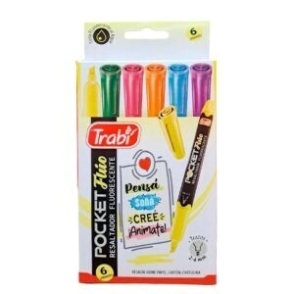 RESALTADOR TRABI POCKET FLUO x 6u SURT.