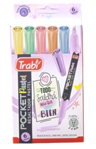 RESALTADOR TRABI POCKET PASTEL x 6u SURT.