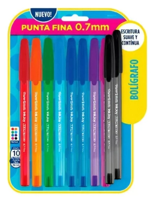 BOLIGRAFO PAPERMATE KILOMETRICO 0.7mm x 10u SURT.