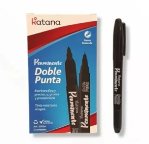 MARCADOR KATANA DOBLE PUNTA NEGRO x 12u