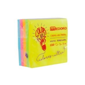 MEMO MEDORO FLUO 5 x 5cm x 250hjs 5 COLORES