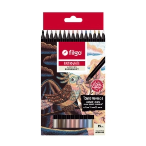 LAPICES COLOR FILGO BLACK&WHITE NEUTROS x 15u