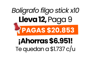 PROMO FILGO BOLIGRAFO STICK 1.0 ESTUCHE x 10 SURTIDO (Paga 9 Lleva 12 Estuches)