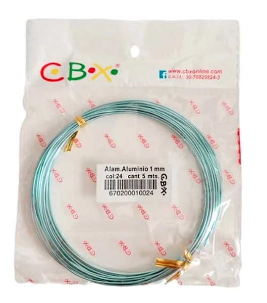 CBX ALAMBRE ALUMINIO 1mm x 5mts COL: 24 CELESTE