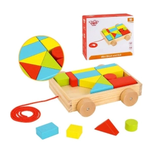 TOOKY TOY MINI CAJON DE MADERA CON RUEDITAS 17pcs