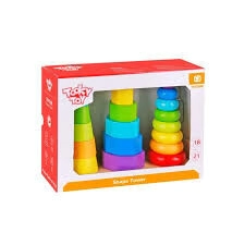 TOOKY TOY TORRE DE FORMAS GEOMETRICAS DE MADERA 17pcs