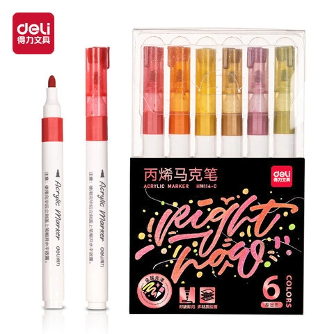 MARCADOR DELI ACRILICO GLITTER P/R CALIDOS x 6u