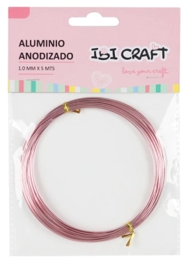 IBI CRAFT ALAMBRE DE ALUMINIO METAL 1mm x 5 mts ROSA PASTEL
