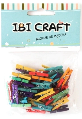 IBI CRAFT BROCHES DE MADERA 25mm x 50pcs COLOR