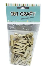 IBI CRAFT BROCHES DE MADERA 35mm x 50pcs NATURAL