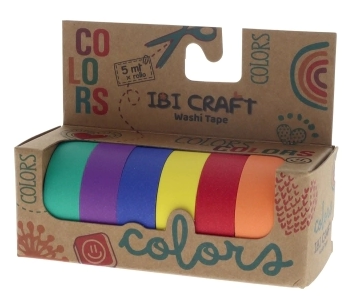 IBI CRAFT WASHI TAPE BOX x 6u DE 5mts "RAINBOW"