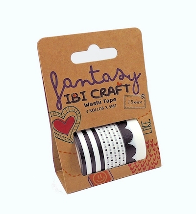 IBI CRAFT WASHI TAPE DISPLAY x 3u DE 5mts "BLACK"
