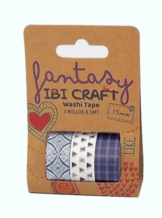 IBI CRAFT WASHI TAPE DISPLAY x 3u DE 5mts "BLUE"
