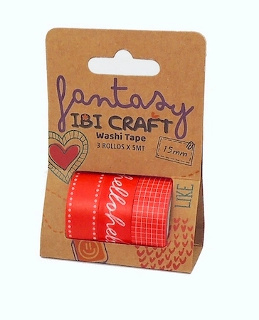 IBI CRAFT WASHI TAPE DISPLAY x 3u DE 5mts "RED"