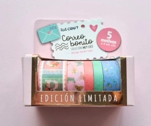 IBI CRAFT WASHI TAPE BOX x 5u DE 4mts CORREO