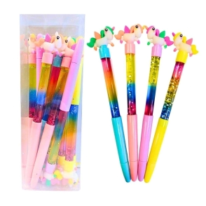 BOLIGRAFO COLOURS UNICORNIO C/ LIQUIDO Y GLITTER x 12u