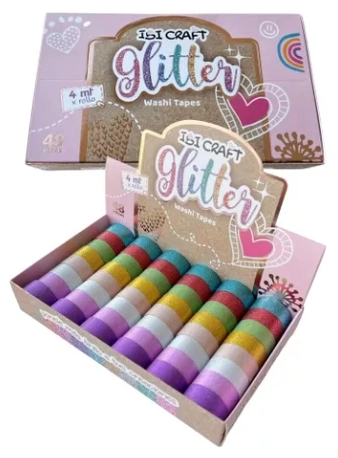 IBI CRAFT WASHI TAPE GLITTER x 4mts x 48pcs