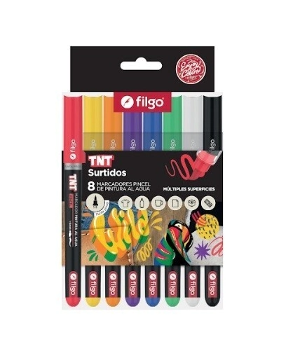 MARCADOR FILGO TNT AL AGUA P/PINCEL 1.5mm SURT. x 8u
