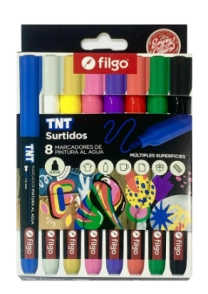MARCADOR FILGO TNT AL AGUA 1mm SURT. x 8u