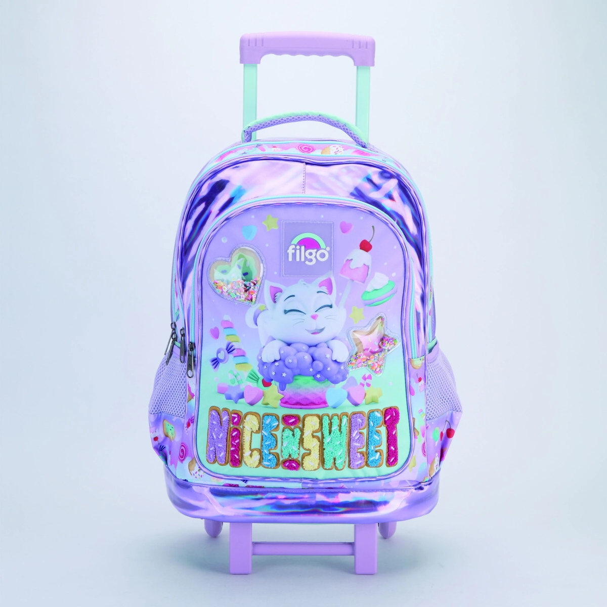 MOCHILA FILGO 3D 18" CON CARRITO / GATITO