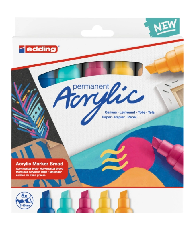 MARCADOR EDDING SET E-5000/5 ACRILICO ANCHO x 5u ABSTRACTO