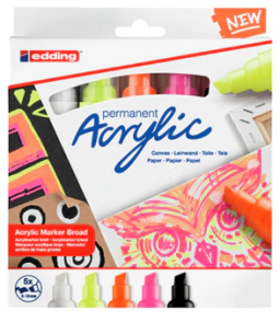 MARCADOR EDDING SET E-5000/5 ACRILICO ANCHO x 5u NEON