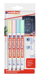 MARCADOR EDDING SET E-4085/4 BL CHALK MARKER PASTEL ASSORTED x 4u