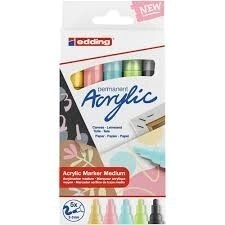 MARCADOR EDDING SET E-5100/5 ACRILICO MEDIO x 5u PASTEL