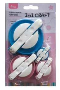 IBI CRAFT FABRICADOR POMPOM SET 4 MEDIDAS 3.8/4.8/6.8/8.7cm