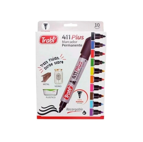 MARCADOR TRABI 411 ESTUCHE SURT. x 10u