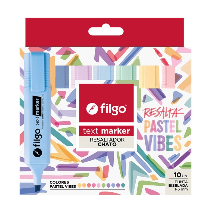 RESALTADOR FILGO TEXT MARKER PASTEL VIBES x 10u SURT