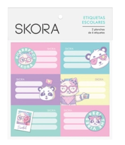ROTULOS SKORA ANIMALITOS PASTELES x 12u