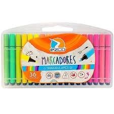 MARCADOR EZCO TRIANGULARES x 36u (Valija plastica)