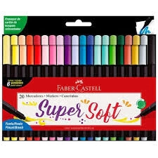 MARCADOR FABER-CASTELL SUPERSOFT P/PINCEL x 20u