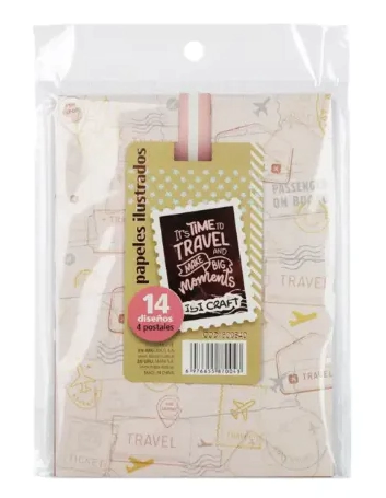 IBI CRAFT PAPEL P/SCRAP 15*11cm 230grs x 14hjs TRAVEL