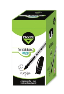 BOLIGRAFO PIZZINI CUERPO RAYADO NEGRO x 50u