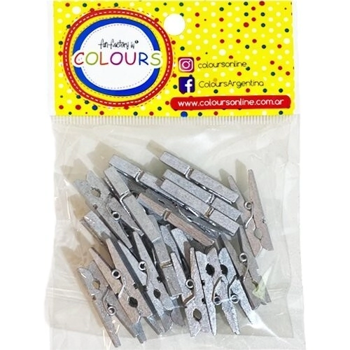 COLOURS BROCHE MADERA PLATEADO x 24u 3cm