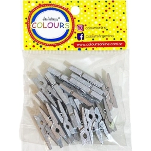 COLOURS BROCHE MADERA PLATEADO x 24u 3cm